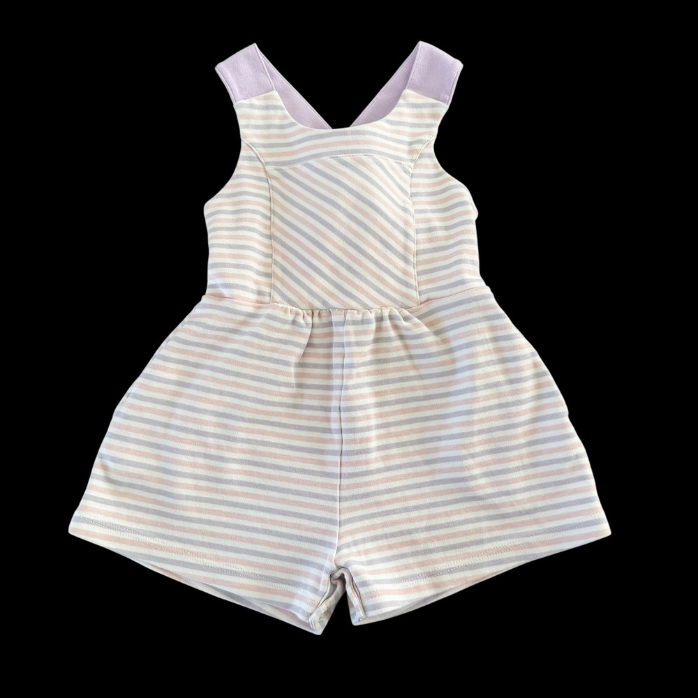The Beaufort Bonnet Company Girls 2T Pima Cotton Striped Bubble Romper Lavender
